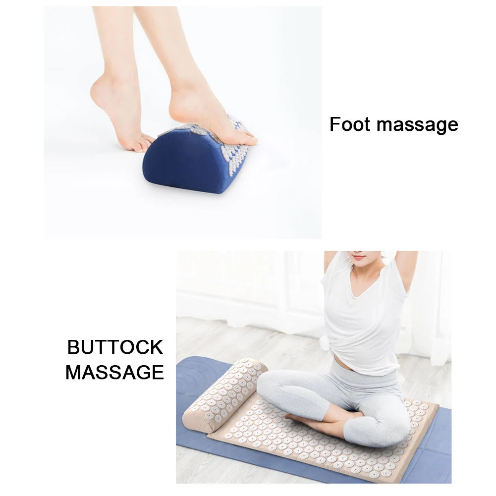 Acupressure Pillow & Mat Set – Neck Back Foot Massage with Bag