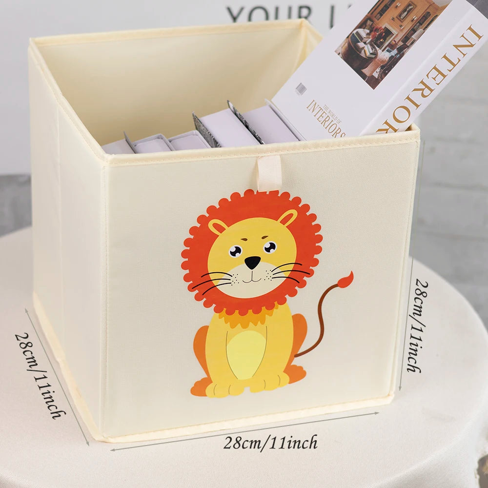 Kids Foldable Storage Cube Bins – Cartoon Toy Organizer