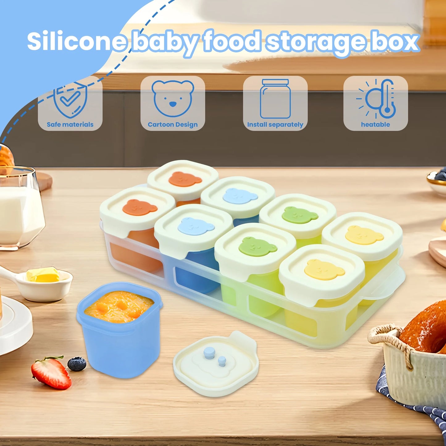 Silicone Snack Containers with Lids – 9pcs Leak-Proof Meal Prep