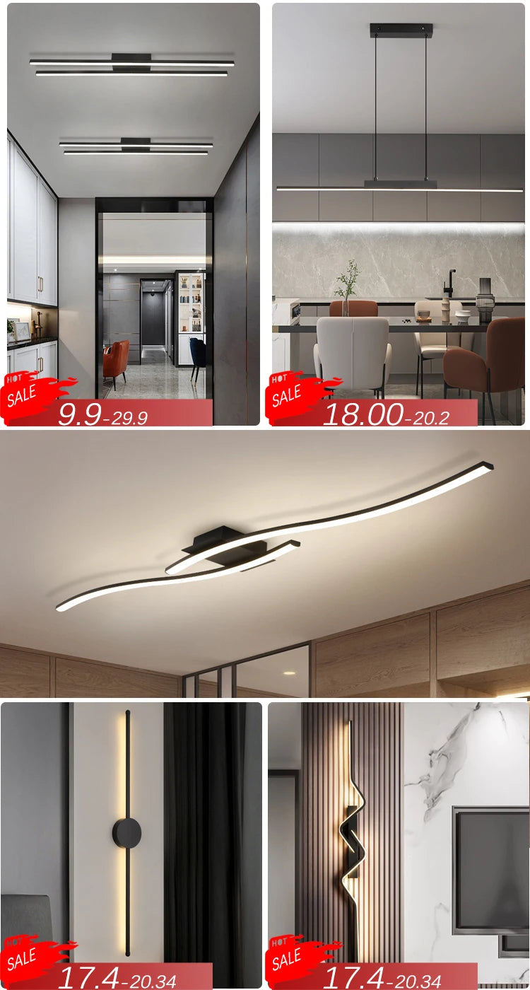 Modern LED Wall Lamp – Long Black I-Shape Bedroom Light