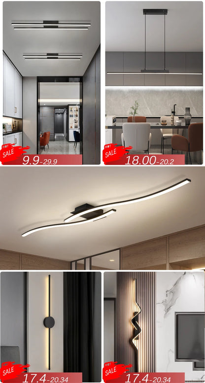 Modern LED Wall Lamp – Long Black I-Shape Bedroom Light