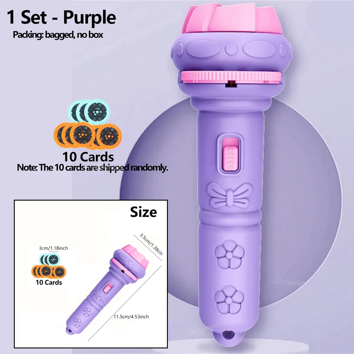 Kids Projector Flashlight – 10 Cards 80 Patterns Bedtime Toy