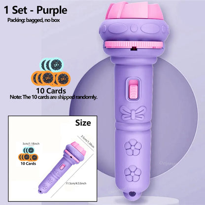 Kids Projector Flashlight – 10 Cards 80 Patterns Bedtime Toy