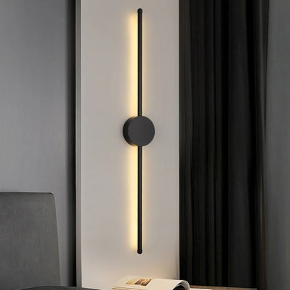 Modern LED Wall Lamp – Long Black I-Shape Bedroom Light