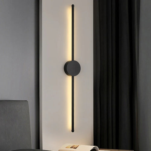 Modern LED Wall Lamp – Long Black I-Shape Bedroom Light