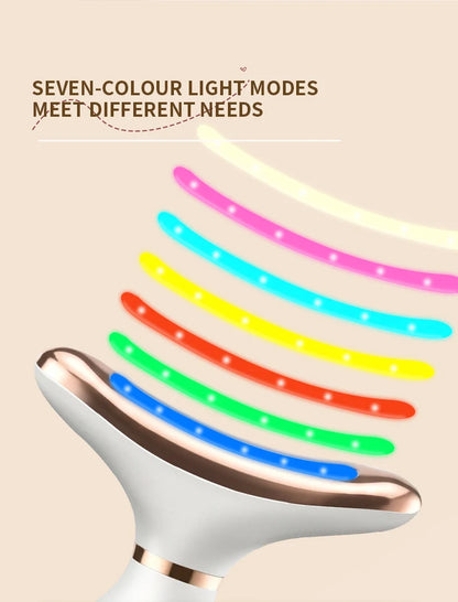 Portable 7-Color LED Light Therapy Massager – Face & Neck Lifting