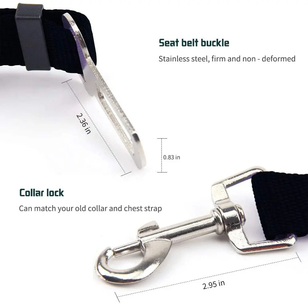 Pet Car Seat Belt – Adjustable Dog & Cat Safety Harness Clip