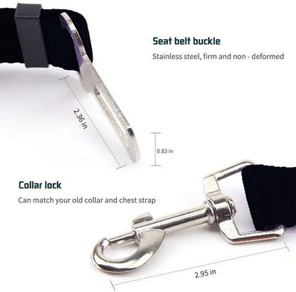 Pet Car Seat Belt – Adjustable Dog & Cat Safety Harness Clip