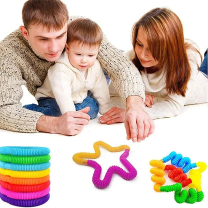 Pop Tubes Sensory Fidget Toy – 8-Pack Stretchable Tubes
