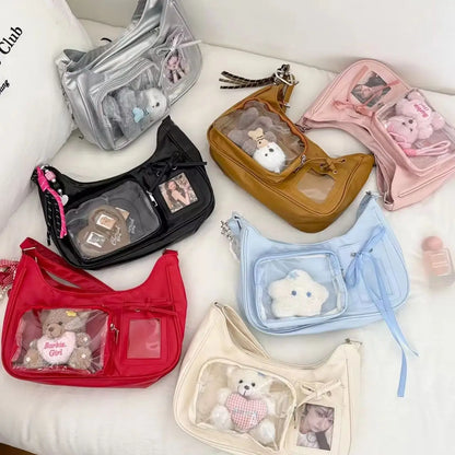 Y2K Transparent Ita Bag – Korean Harajuku Crossbody Purse