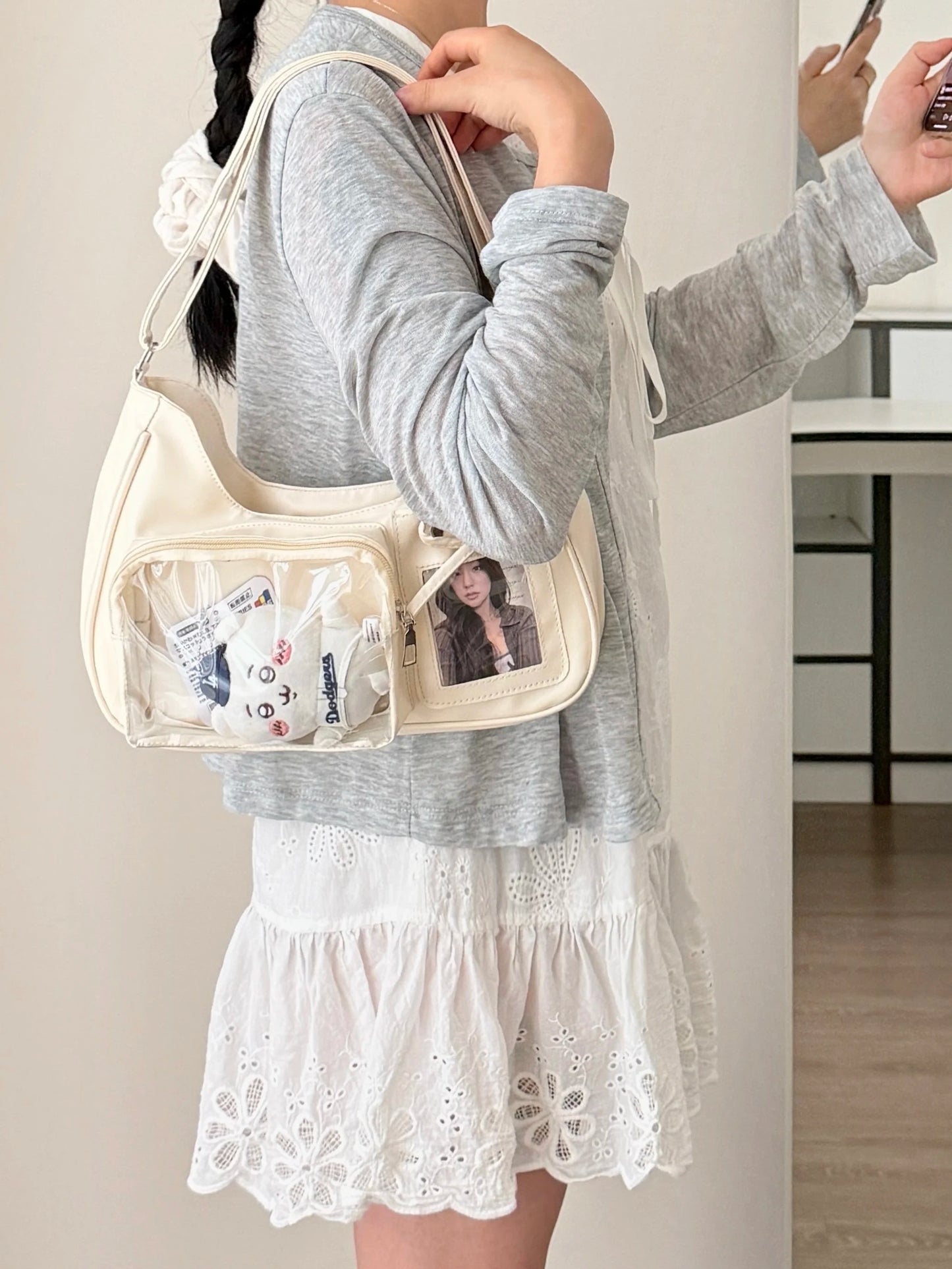 Y2K Transparent Ita Bag – Korean Harajuku Crossbody Purse