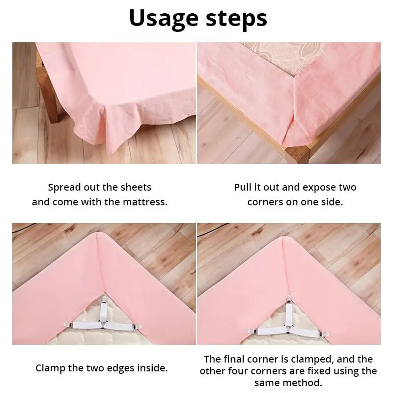 Bed Sheet Fasteners – 4pcs Mattress Cover Clip Holders