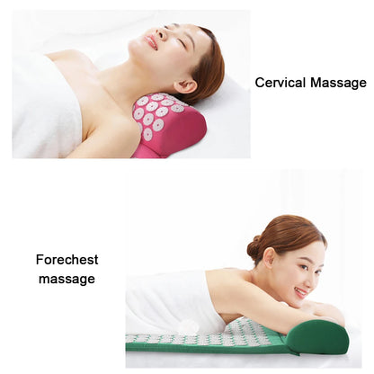 Acupressure Pillow & Mat Set – Neck Back Foot Massage with Bag