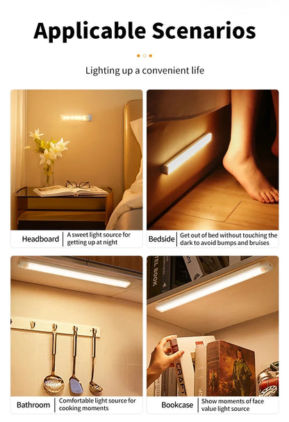 LED Motion Sensor Cabinet Light – Magnetic USB Dimmable Night Lamp