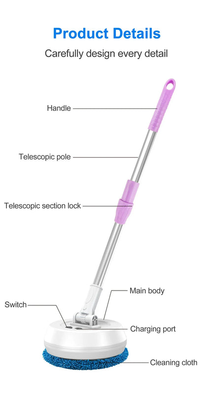 Wireless Electric Spin Mop – 2-in-1 Wet & Dry Floor Cleaner