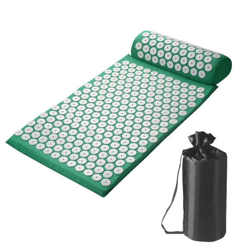 Acupressure Pillow & Mat Set – Neck Back Foot Massage with Bag