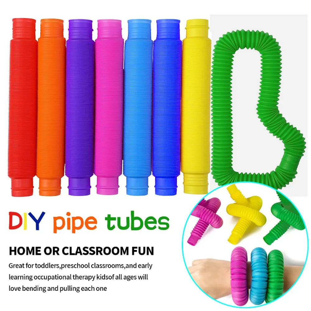 Pop Tubes Sensory Fidget Toy – 8-Pack Stretchable Tubes