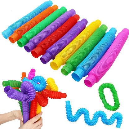 Pop Tubes Sensory Fidget Toy – 8-Pack Stretchable Tubes