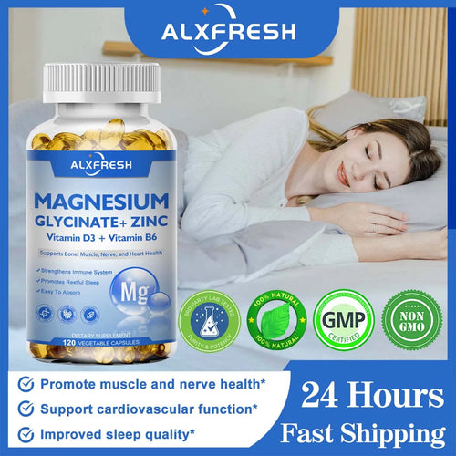 Magnesium Glycinate 500mg Capsules – With Zinc, Vitamin D3 & B6