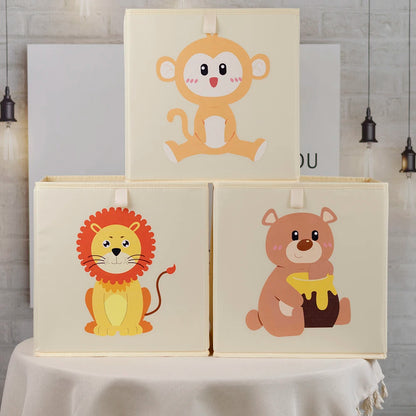 Kids Foldable Storage Cube Bins – Cartoon Toy Organizer