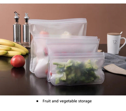 Silicone Food Storage Bags – Reusable Ziplock Leak-Proof Freezer Set