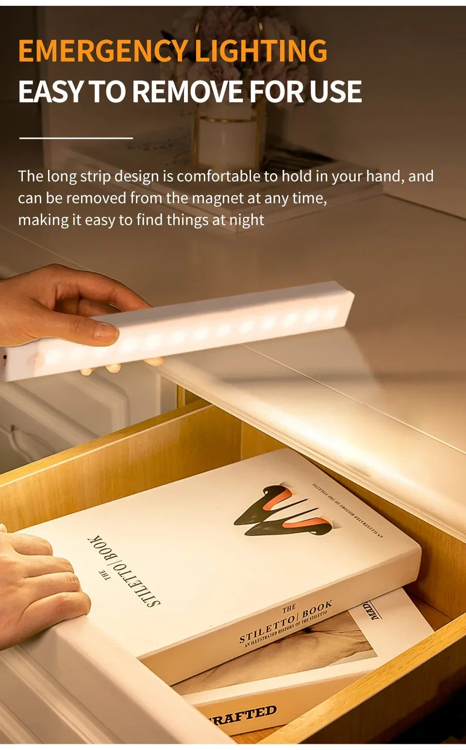 LED Motion Sensor Cabinet Light – Magnetic USB Dimmable Night Lamp