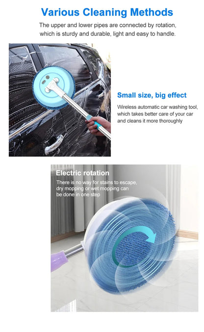 Wireless Electric Spin Mop – 2-in-1 Wet & Dry Floor Cleaner