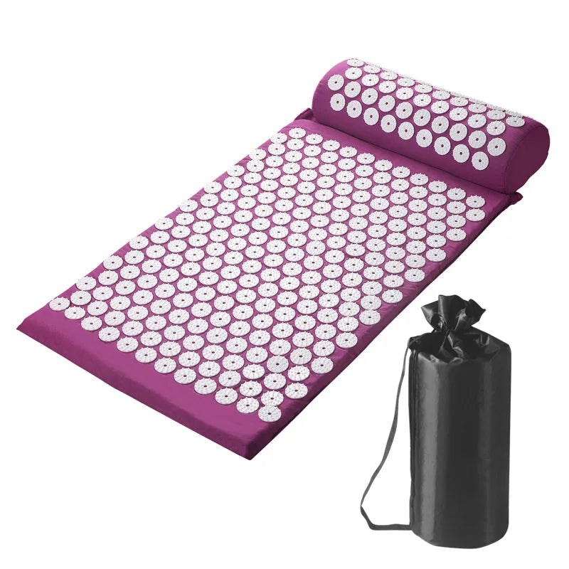 Acupressure Pillow & Mat Set – Neck Back Foot Massage with Bag