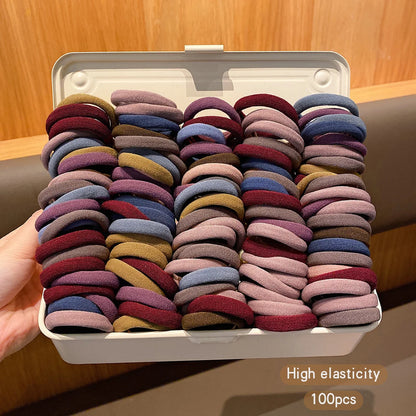 Korean Seamless Hair Ties – 100pcs Elastic Hair Bands