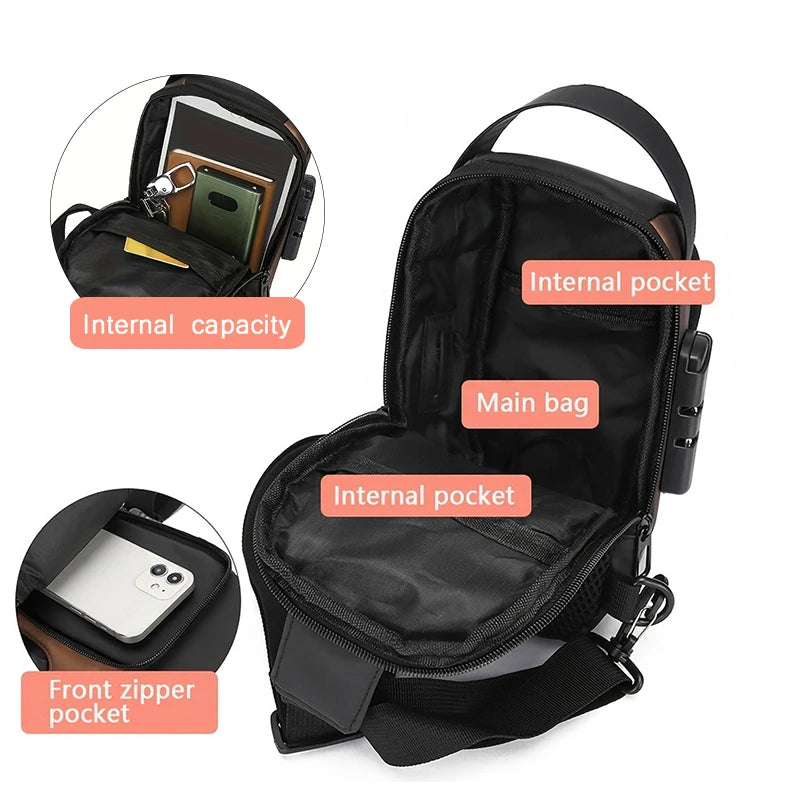 Men's Oxford Sling Bag – Crossbody Chest Pack with Phone Pocket
