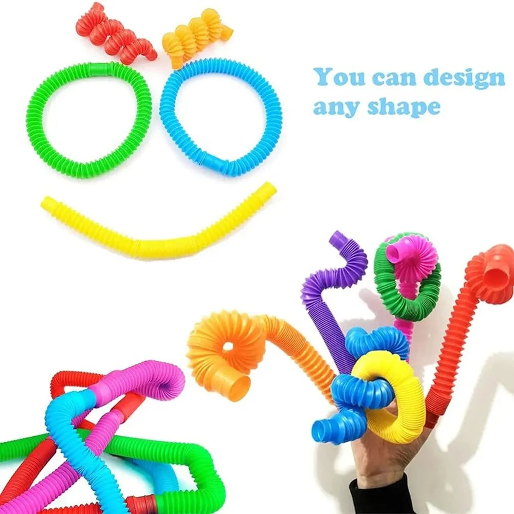 Pop Tubes Sensory Fidget Toy – 8-Pack Stretchable Tubes