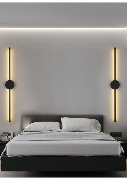 Modern LED Wall Lamp – Long Black I-Shape Bedroom Light