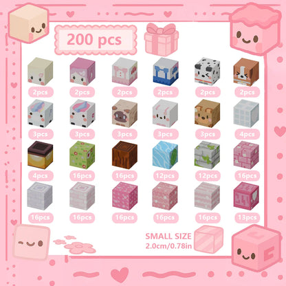 Magnetic Building Blocks Set – Pink Heart & Floral Cubes for Kids