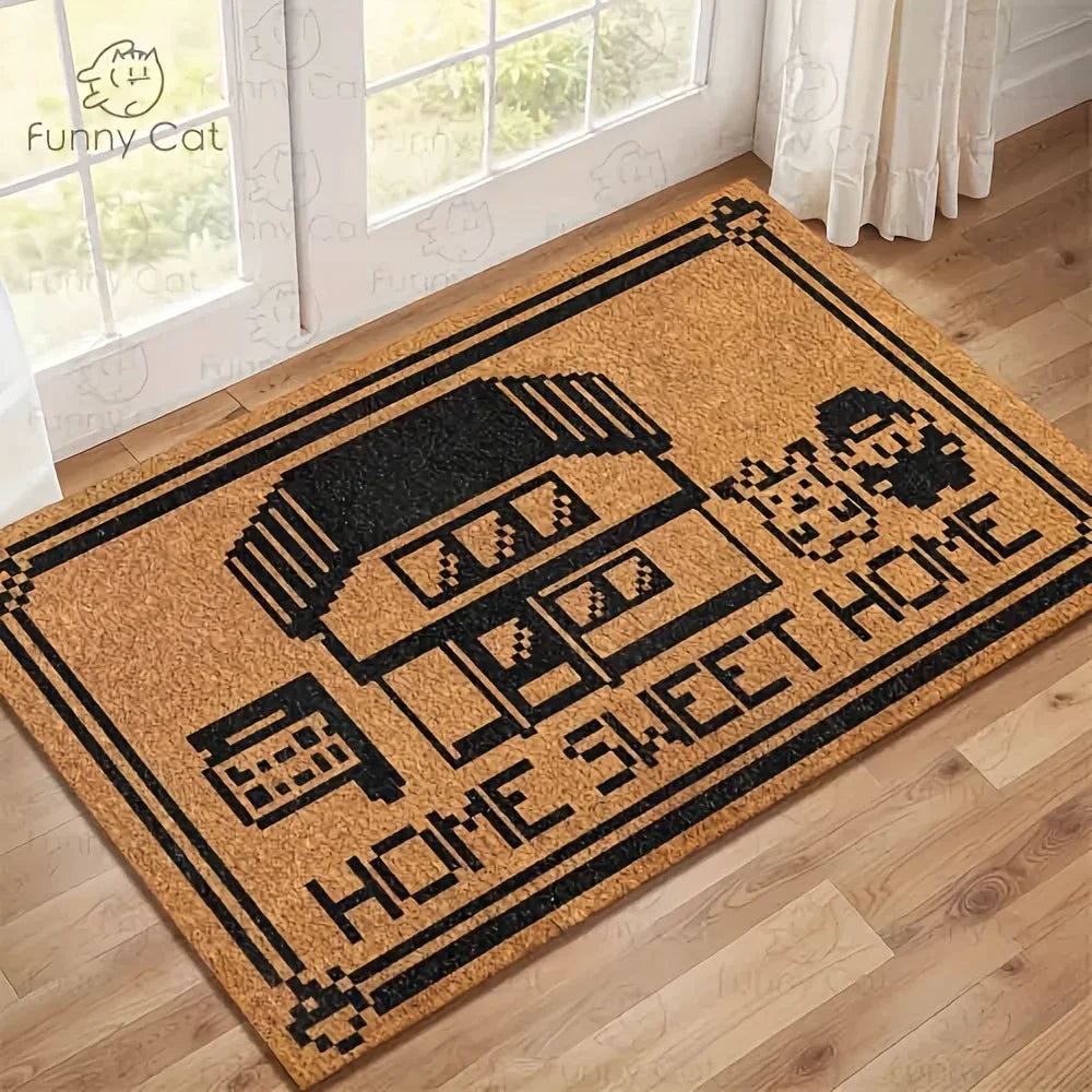VIKAMA Pixel Cartoon Floor Mat – Non-Slip Entrance Bath Rug