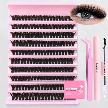 DIY Eyelash Extension Kit – Multi-Length Lashes with Tweezers & Glue