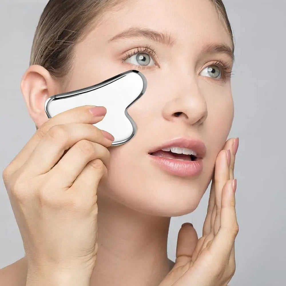 Stainless Steel Gua Sha Scraper – Face & Body Massage Tool