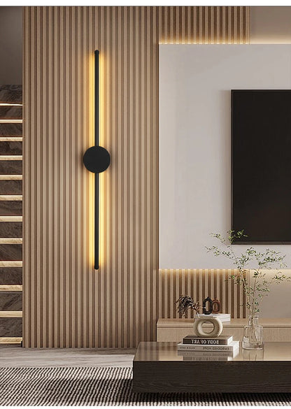 Modern LED Wall Lamp – Long Black I-Shape Bedroom Light