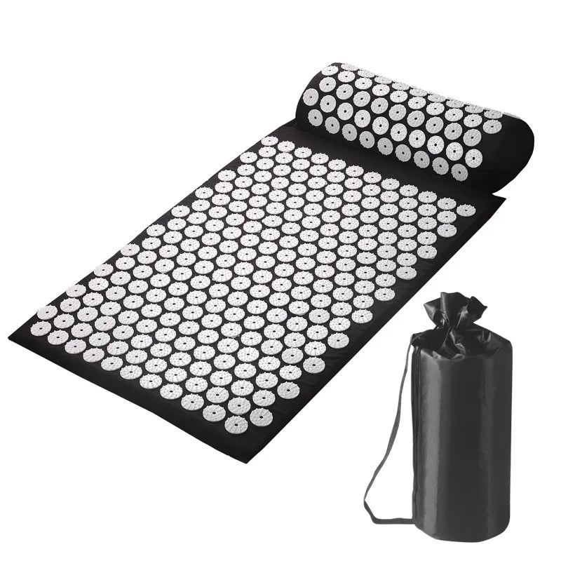 Acupressure Pillow & Mat Set – Neck Back Foot Massage with Bag
