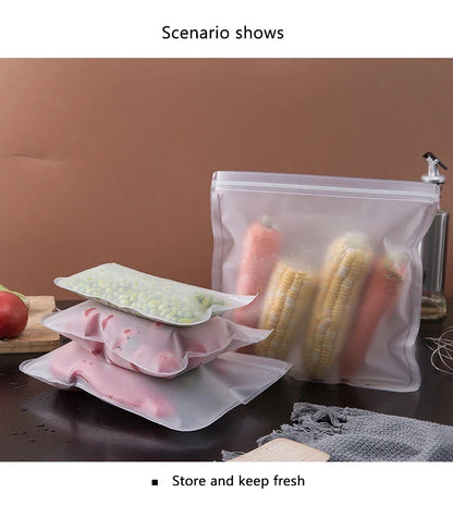Silicone Food Storage Bags – Reusable Ziplock Leak-Proof Freezer Set