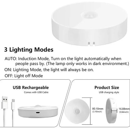 Motion Sensor LED Night Light – USB Rechargeable 3-Color Pack