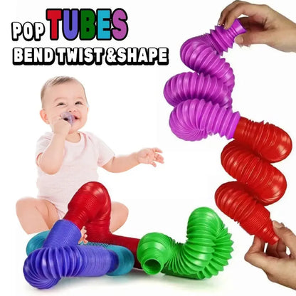 Pop Tubes Sensory Fidget Toy – 8-Pack Stretchable Tubes