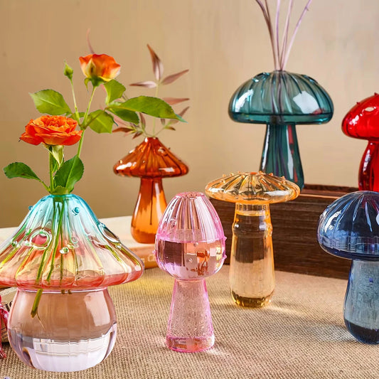 Glass Mushroom Vase – Nordic Hydroponic Plant Flower Decor