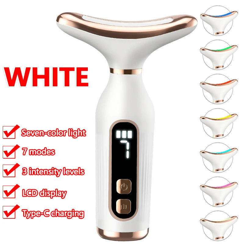 Portable 7-Color LED Light Therapy Massager – Face & Neck Lifting