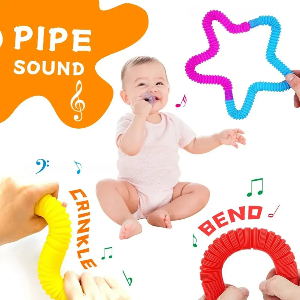 Pop Tubes Sensory Fidget Toy – 8-Pack Stretchable Tubes