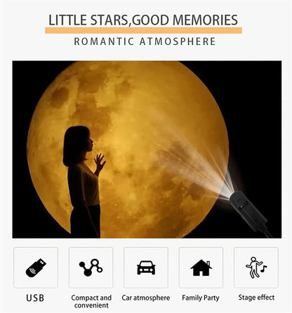 USB Galaxy Projector – Moon & Star Night Light