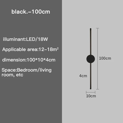 Modern LED Wall Lamp – Long Black I-Shape Bedroom Light