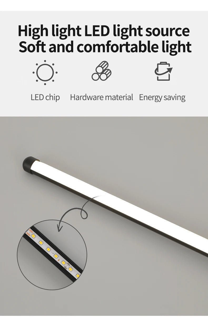 Modern LED Wall Lamp – Long Black I-Shape Bedroom Light
