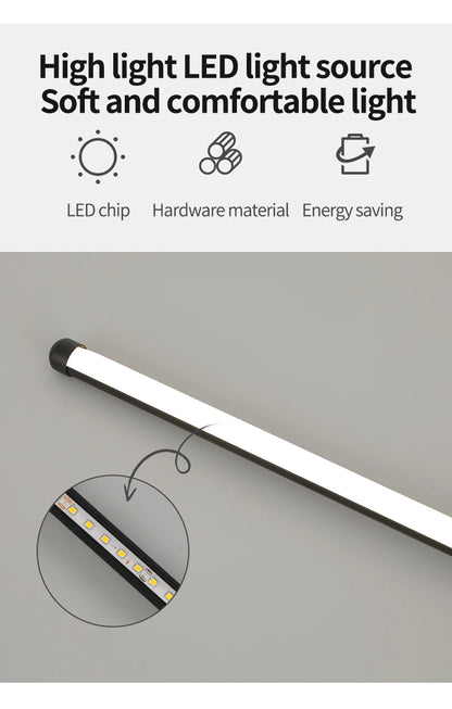 Modern LED Wall Lamp – Long Black I-Shape Bedroom Light