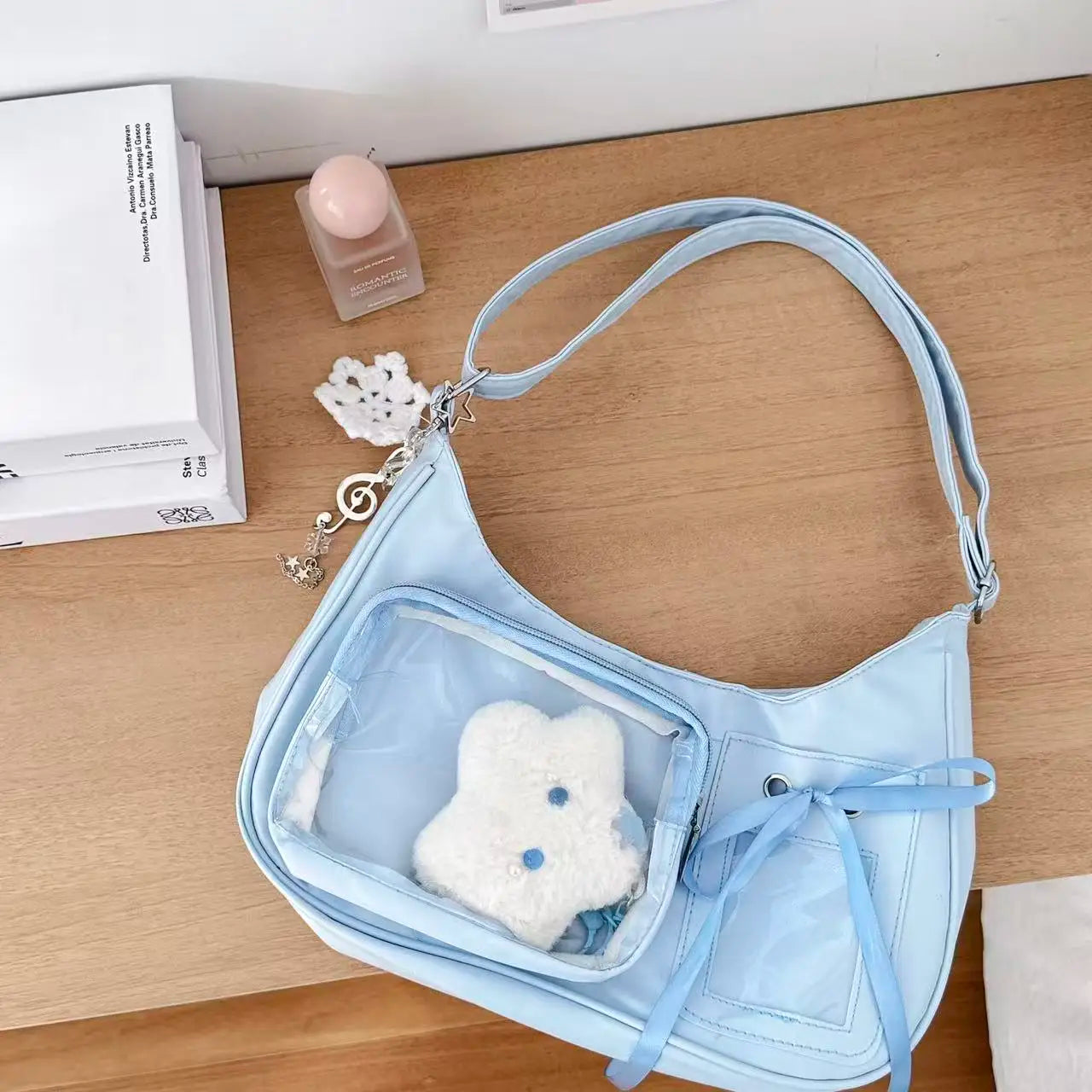 Y2K Transparent Ita Bag – Korean Harajuku Crossbody Purse