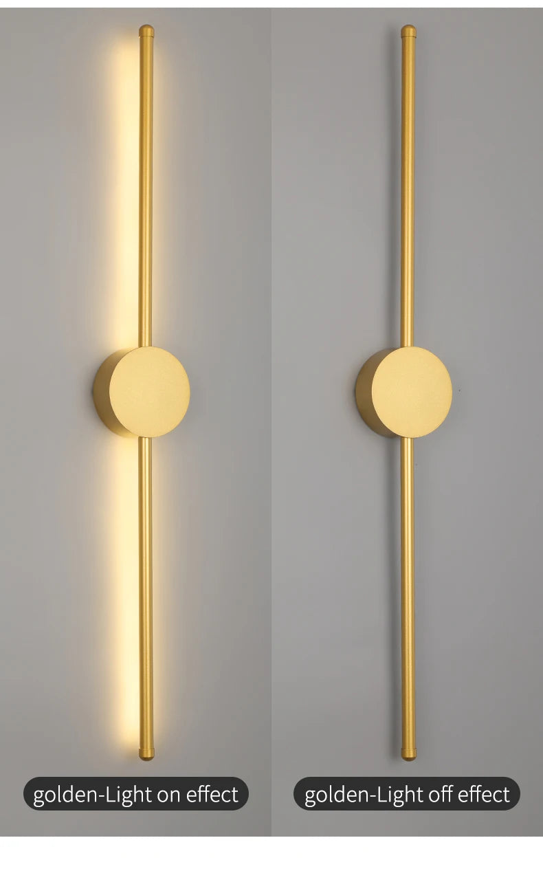 Modern LED Wall Lamp – Long Black I-Shape Bedroom Light